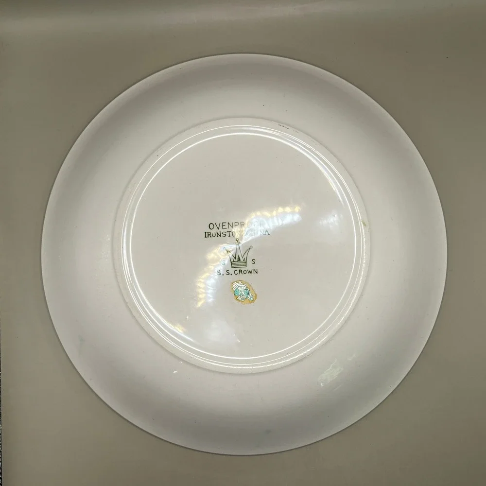VTG 1980s Iron Stone China Serving‎ Bowl Floral S.S. Crown Japan 10